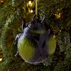 Glass Beetle Ornament - Green