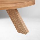 Close-up of the leg of a wooden coffee table