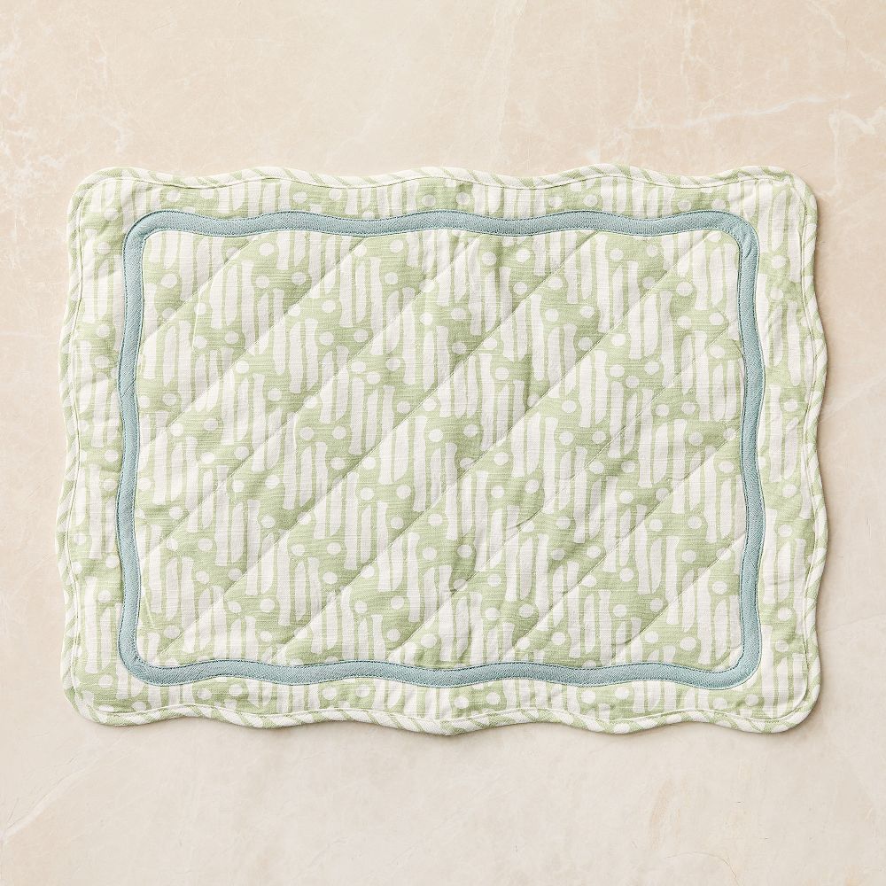 Batik Cotton Placemats - Fog Green, Set of 8
