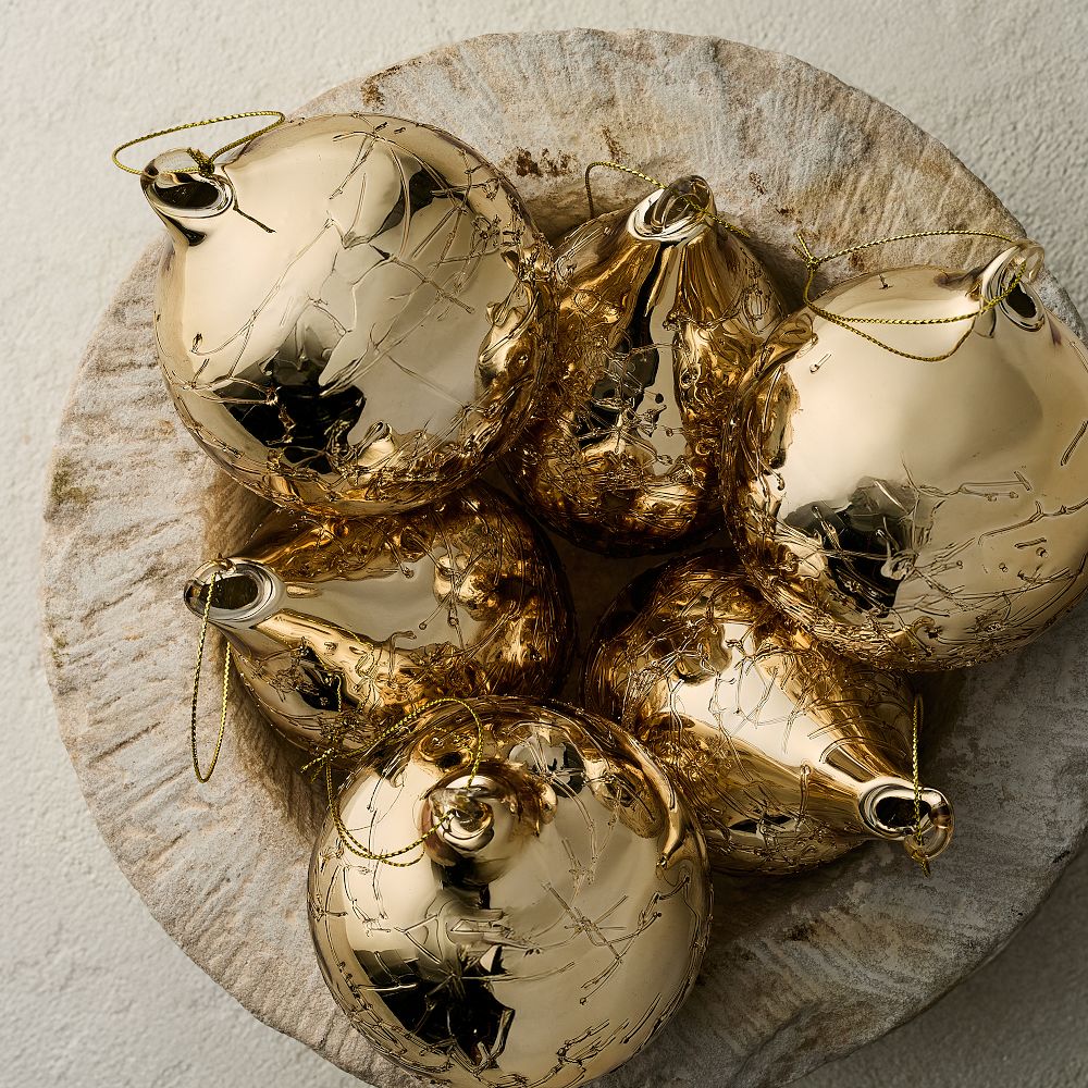 Mercury Crackle Glass Ornaments (Set of 6)