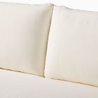 Close-up of cushion seam on outdoor loveseat
