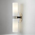 Open Box: Weston Smooth Glass Indoor/Outdoor Double Short Sconce (16") - Polished Nickel, Milk Glass