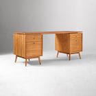 Mid-Century Modular Desk w/ 2 File Cabinets (70")