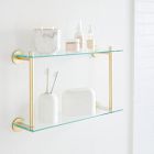 Modern Overhang Double Glass Bathroom Shelf
