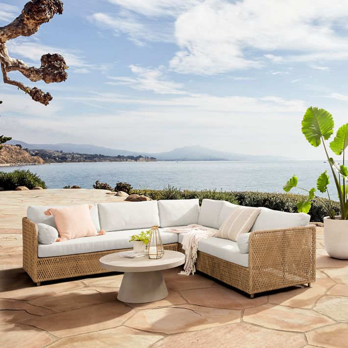 Coastal Wicker Outdoor 3-Piece Sectional | West Elm