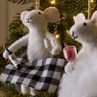 Felt Drinking Mice Ornaments
