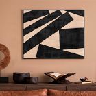 Black Tan Blocks Framed Canvas Wall Art