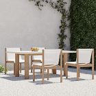 Cusco Outdoor Concrete Dining Table (74") &amp; Stacking Dining Chairs Set