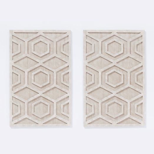Graphic Wood Hexagon Dimensional Wall Art