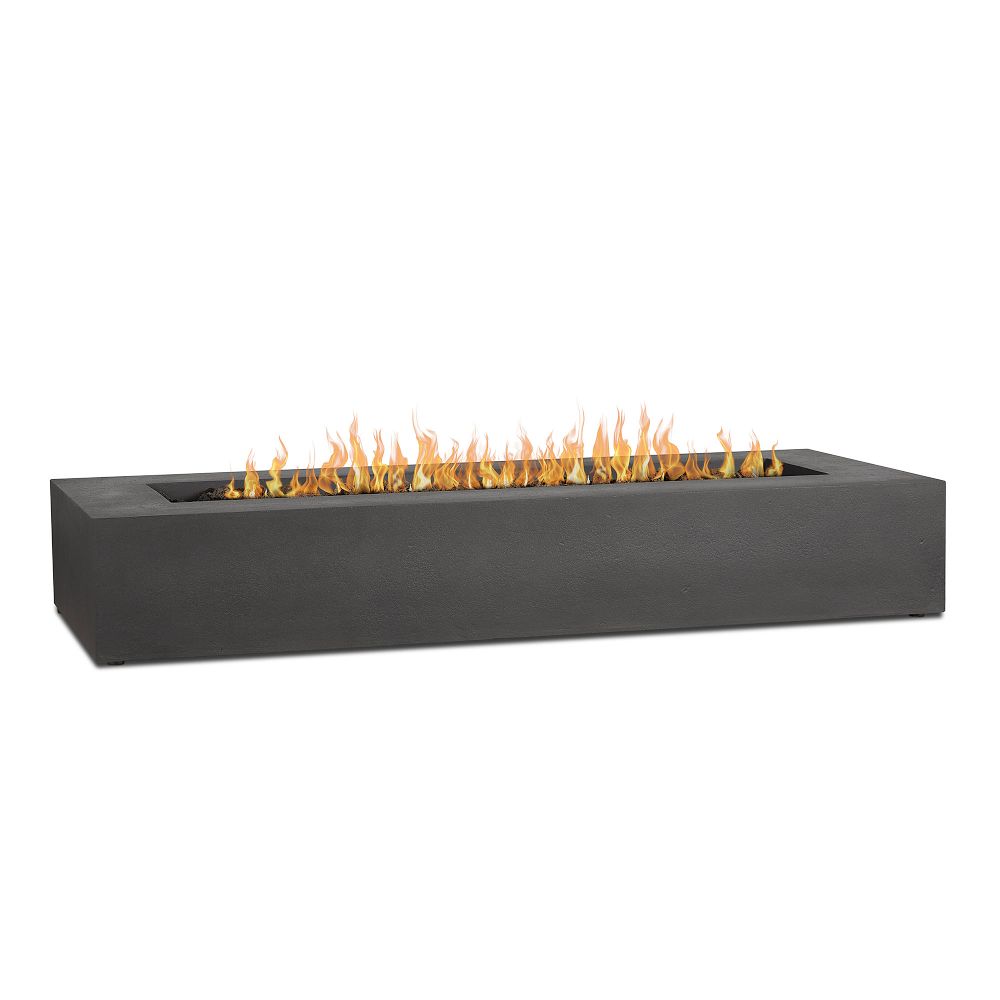 Sutton Concrete Low Rectangle Outdoor Fire Pit Table, Carbon, 72