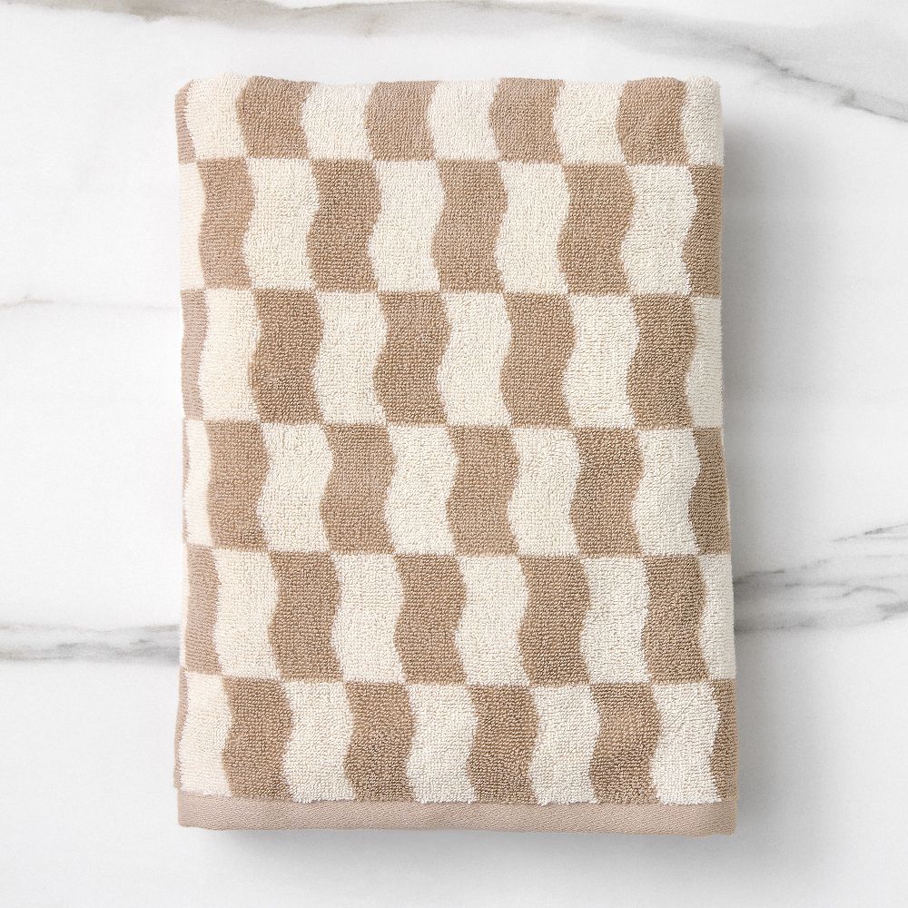 Wavy Blocks Towels - Sandalwood