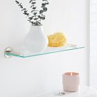 Open Box: Modern Overhang Glass Bathroom Shelf - Antique Brass
