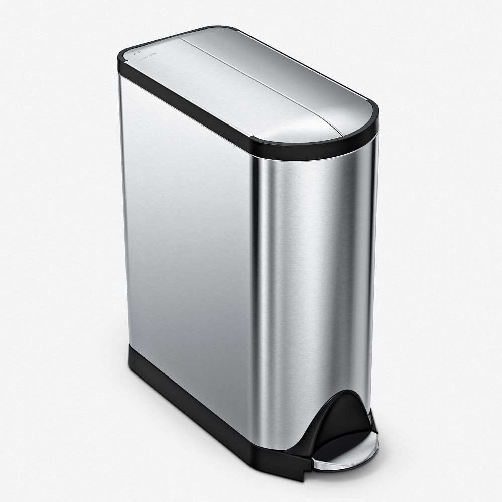 40L Butterfly Dual Compartment Step Trash Can - Brushed Steel