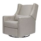 Open Box: Babyletto Kiwi Electronic Swivel Glider Recliner - Performance Eco Weave Gray, Black Metal