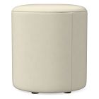 Open Box: Isla Small Ottoman, Poly, Vegan Leather, Snow, Concealed Supports