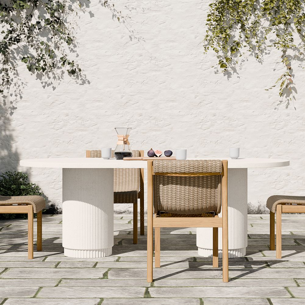 Fluted Outdoor Oval Concrete Dining Table (84") by West Elm