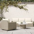 Westport Wicker Outdoor Slim Sofa, Swivel Chair &amp; Wicker Pedestal Coffee Table