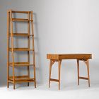 Mid-Century Mini Desk (36") &amp; Narrow Open Bookshelf Set