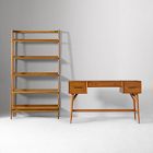 Mid-Century Desk (52") &amp; Wide Open Bookcase Set