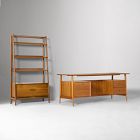 Mid-Century Executive Desk (74") &amp; Wide Tower Bookshelf Set