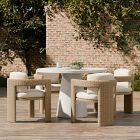 Concrete Pedestal Outdoor Dining Table (32"&ndash;60") &amp; Westport Barrel Dining Chairs Set