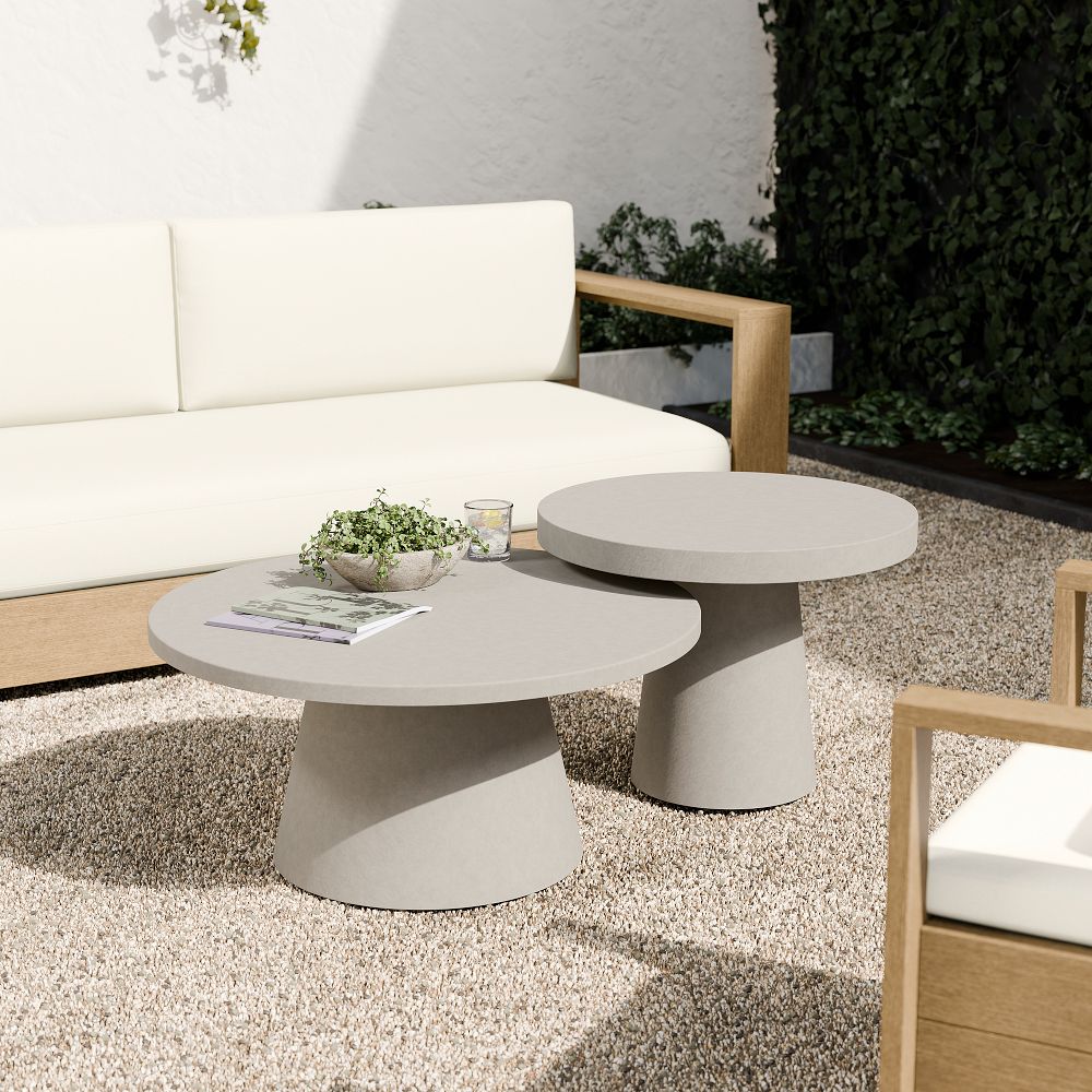 Concrete Pedestal Outdoor Nesting Coffee Tables (24"-44") by West Elm