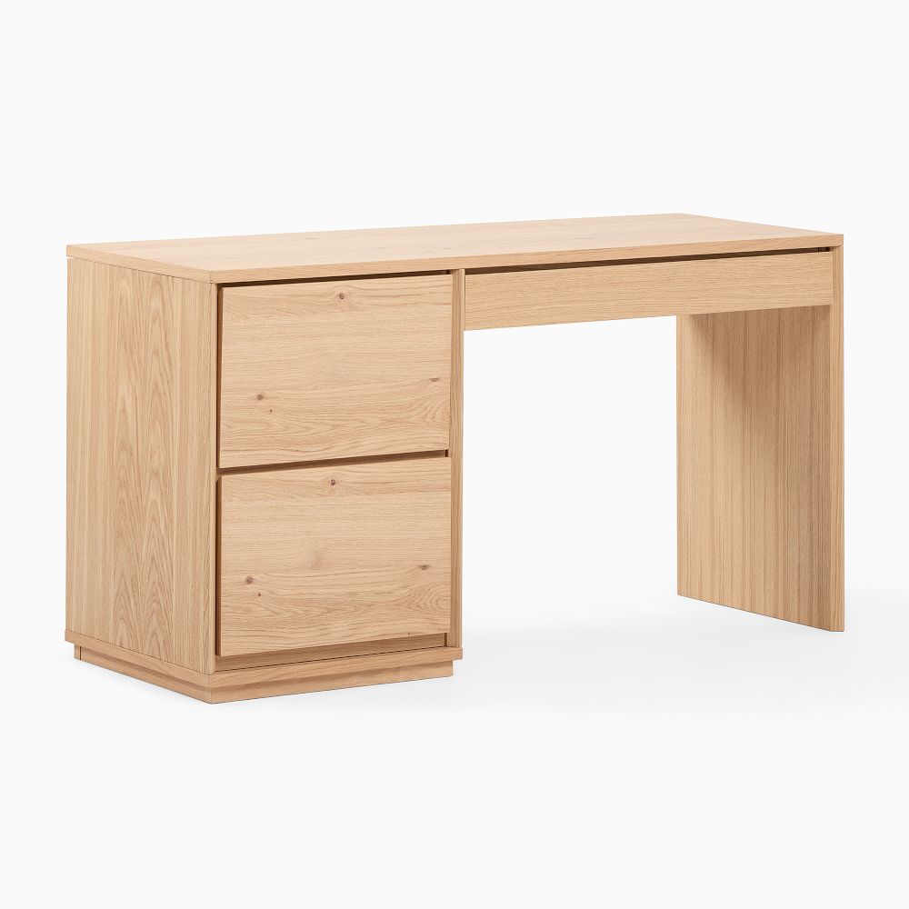 Norre 2-Piece Modular Desk w/ Drawers (55") - Assymmetric, Blonde