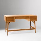 Mid-Century Desk (52") &amp; Wide Open Bookcase Set