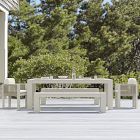 Telluride Aluminum Outdoor Extendable Table, Telluride Benches &amp; Porto Aluminum Arm Dining Chairs Set