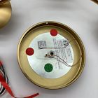 Open Box: Sphere and Stem 3 Light Chandelier, Milk Glass - Brass