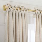 Open Box: European Flax Linen Light Filtering Curtain w/ Tie Top (48"W x 96"L) - Natural Flax