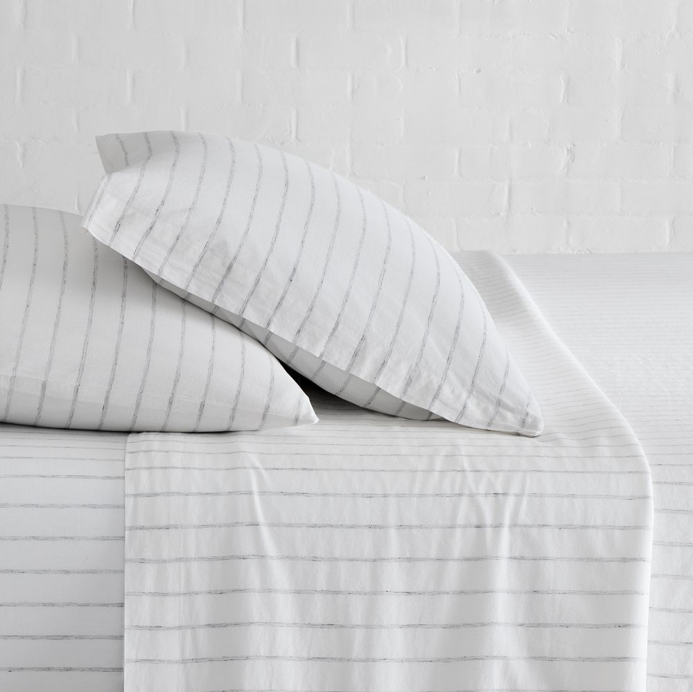 Organic Washed Cotton Percale Sheet Set - King, Light Heather Gray
