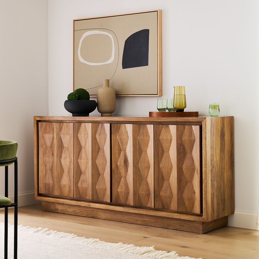 Carved Pattern Solid Wood Buffet (72")
