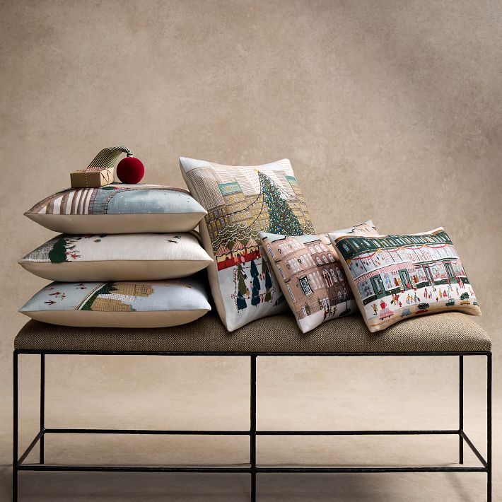 Nicole Cicak Holiday Ice Skaters Pillow Cover | West Elm