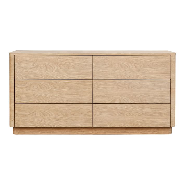 Rina Curved Oak Pedestal 6-Drawer Dresser | West Elm