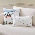 Embroidered Skier Pillow Cover