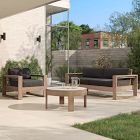 Portside Outdoor Sofa, Lounge Chair &amp; Concrete Round Coffee Table Set