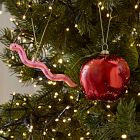 Apple &amp; Worm Glass Ornament Set