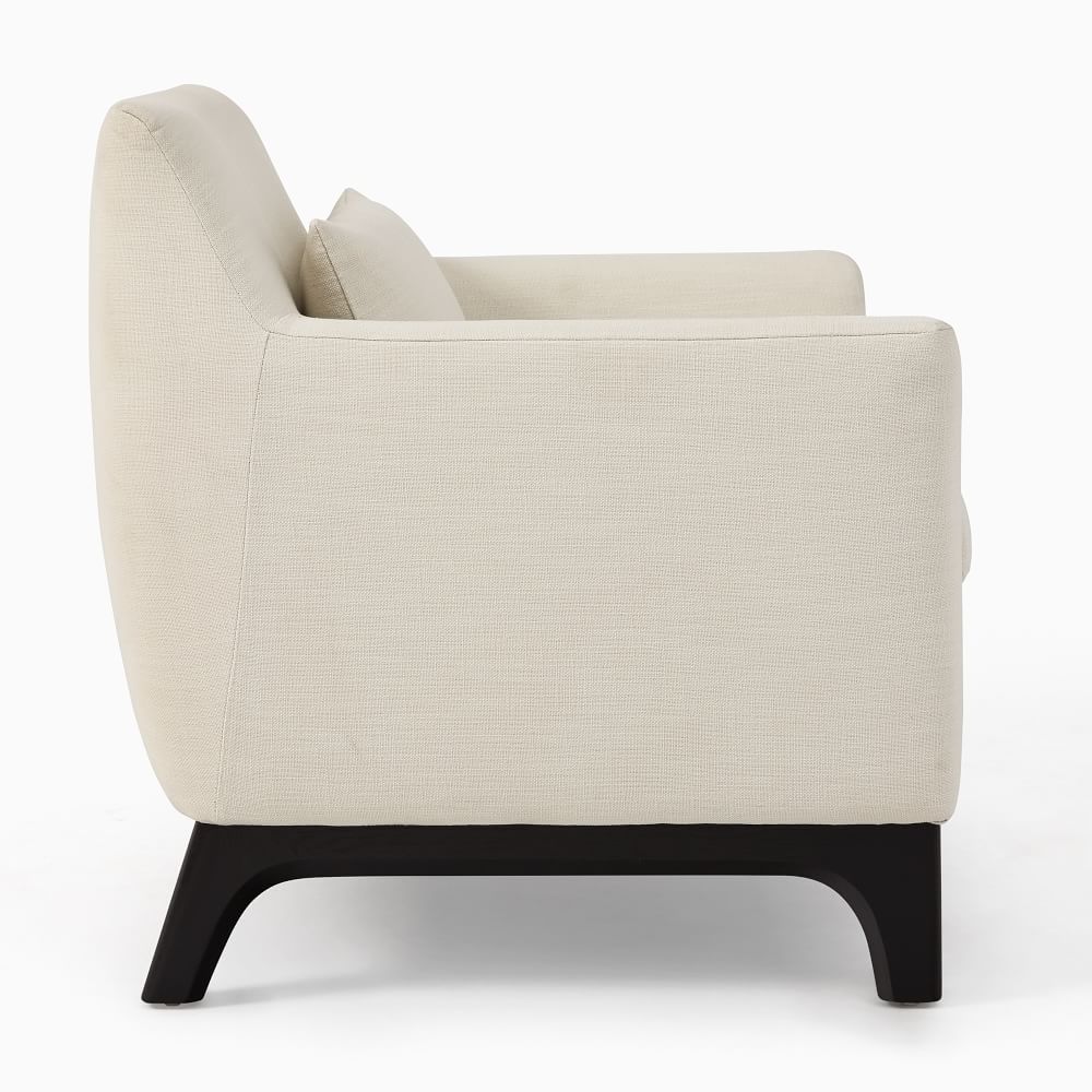 Side view of Harvey chair showing depth and curved back