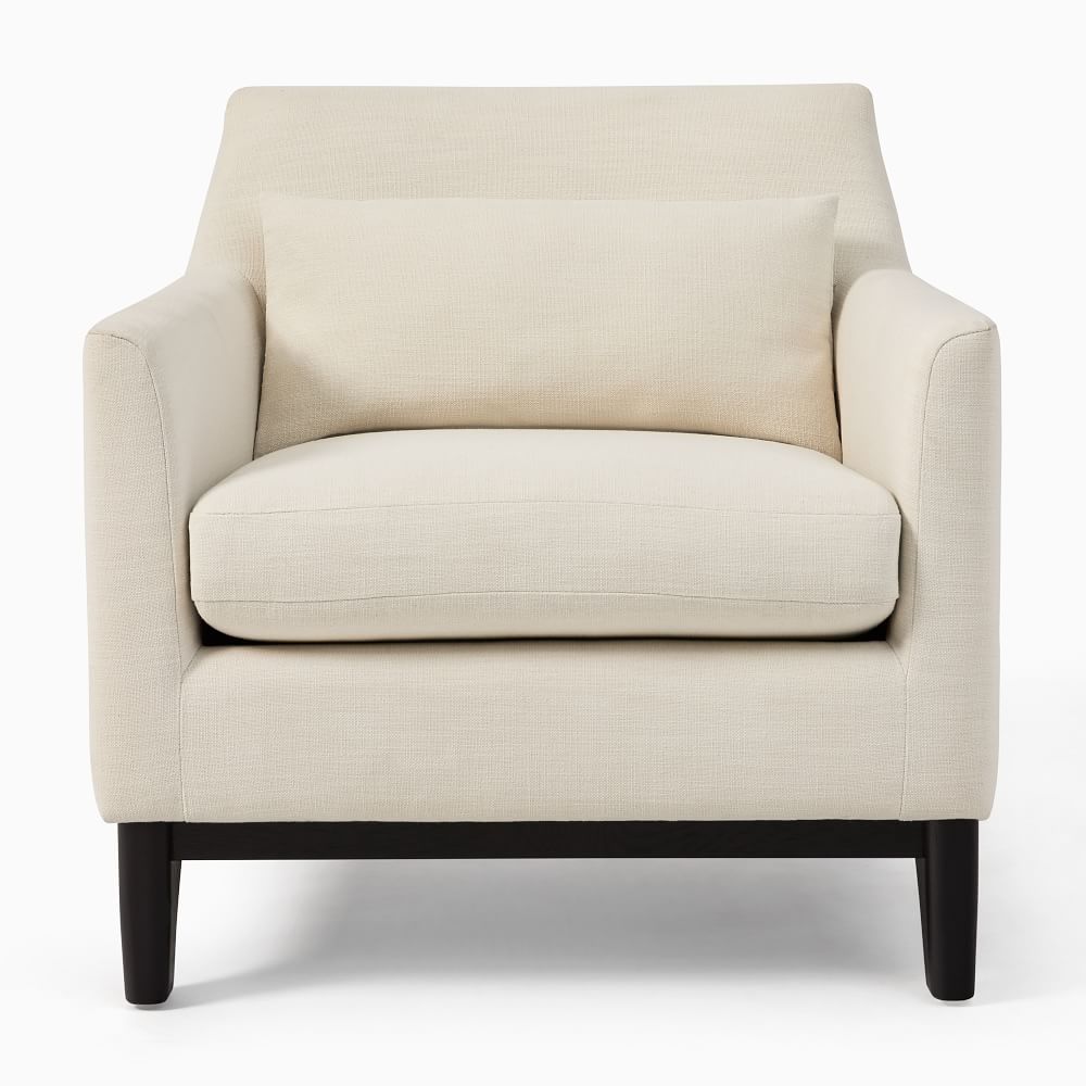 Front view of Harvey chair with single cushion and dark legs