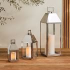 Modern Polished Nickel Metal Outdoor Lanterns