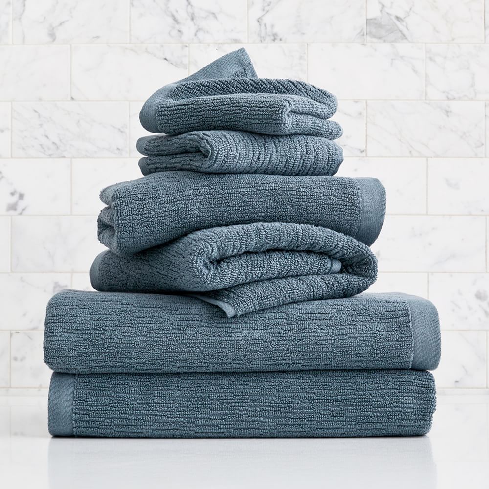 Everyday Textured Towel Sets - Ocean, Set of 6 - (2 Towel, 2 Hand Towel, 2 Washcloth)