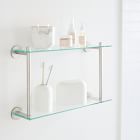Open Box: Modern Overhang Glass Bath Shelf, Double, Brushed Nickel, Metal, 18" Wide