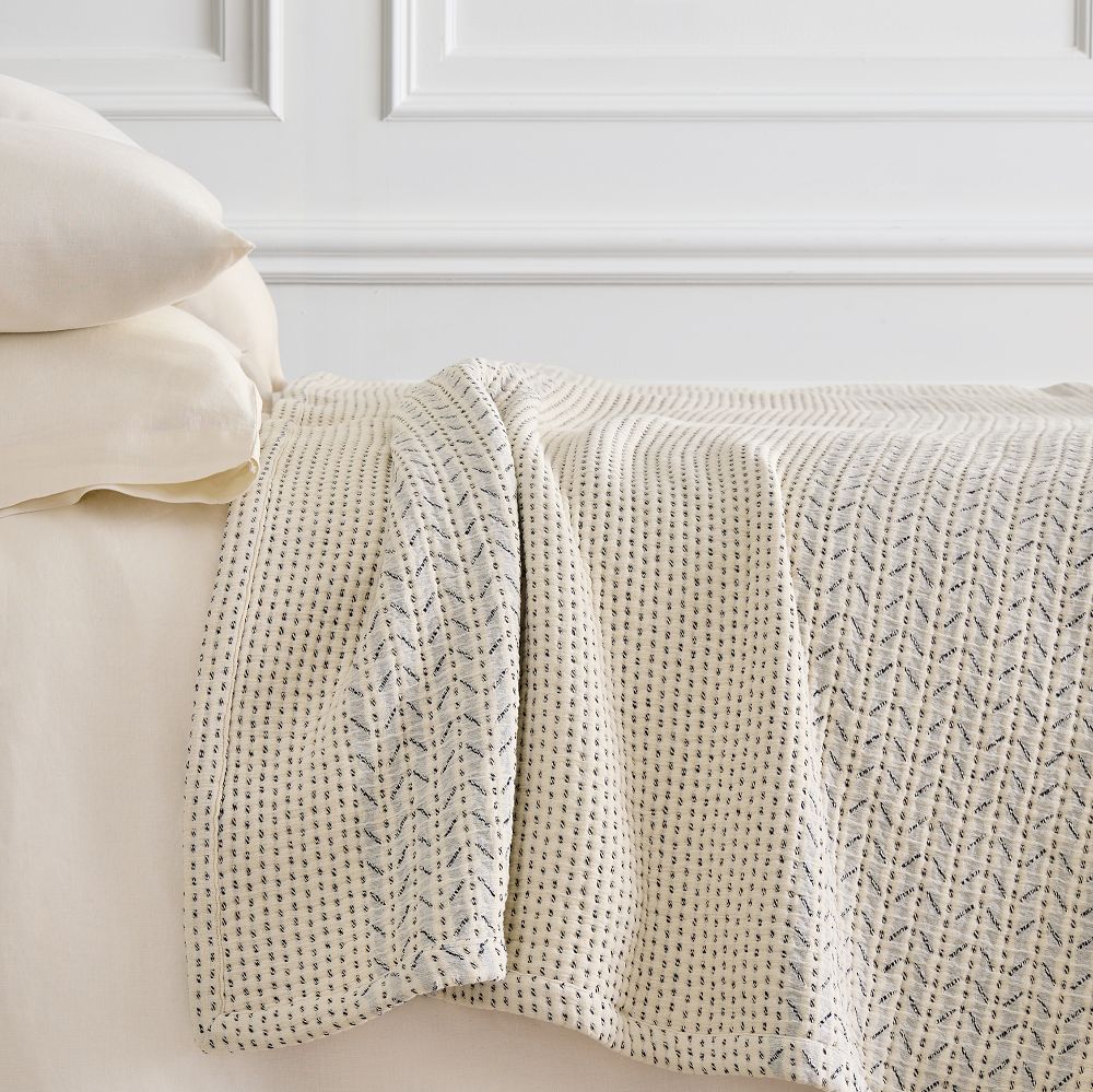 Mixed Herringbone Blanket - Full/Queen, Ivory