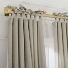 Open Box: European Flax Linen Blackout Curtain w/ Tie Top (48"W x 84"L) - Celadon Melange