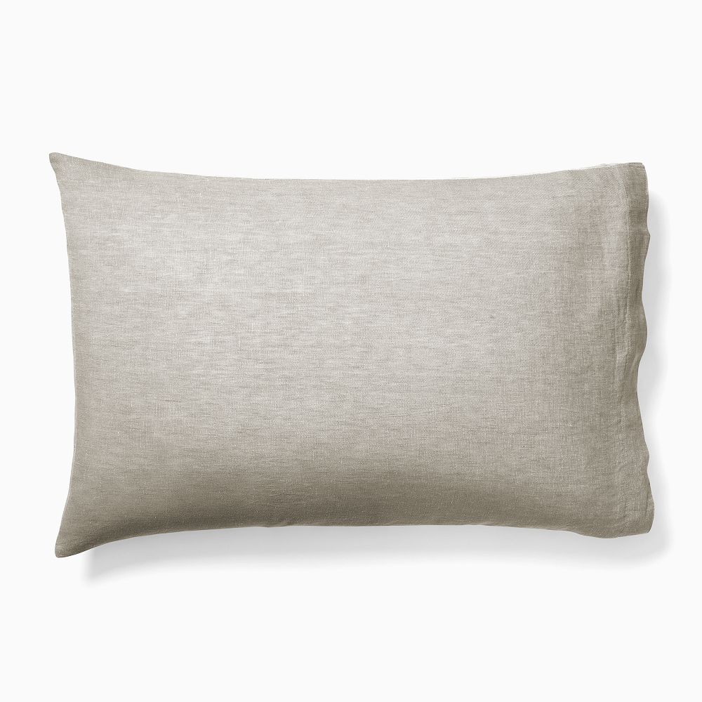European Flax Linen Pillowcase Set - Standard, Warm Gray Melange