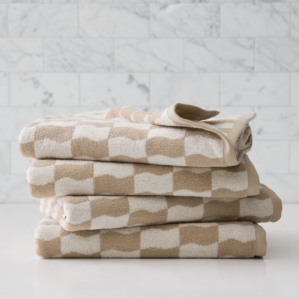 Wavy Blocks Towel Sets (Set of 4 BATH towel sets)