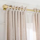 Open Box: European Flax Linen light Filtering Curtain w/ Tie Top (48"W x 96"L) - Dark Flax