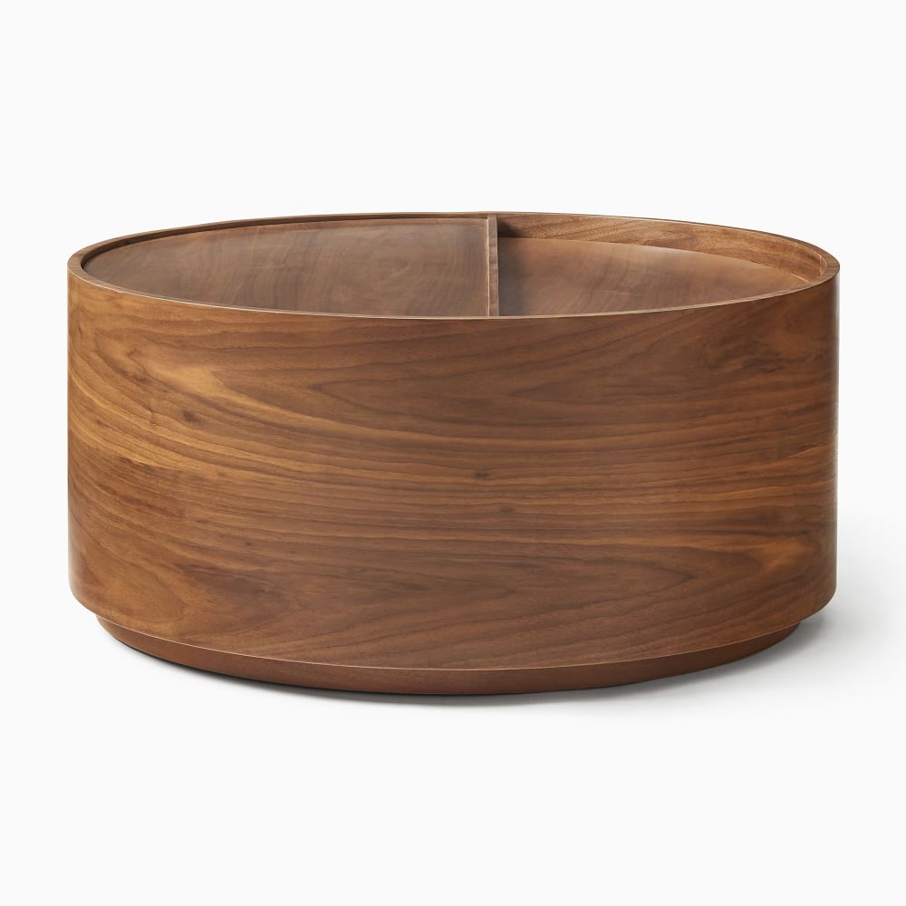 Volume Round Storage Drum Coffee Table (36") - Cool Walnut
