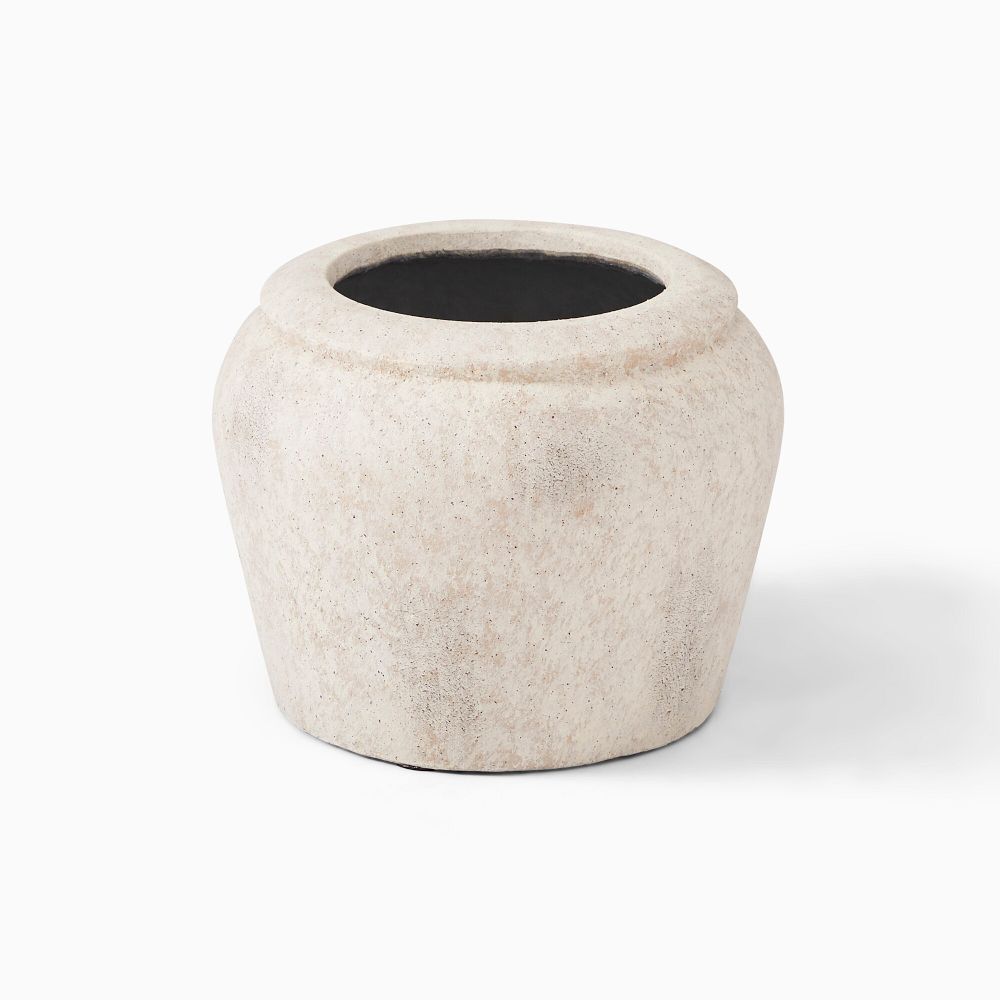 Colin King Washed Ficonstone Planters - Small, 12"D X 9"H, Washed Alabaster